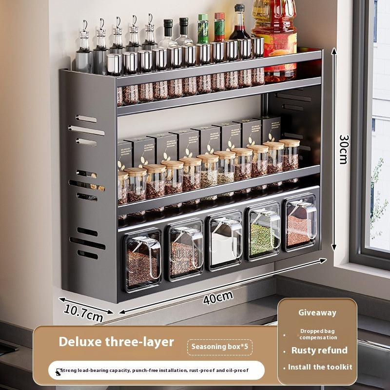 Wall-Mounted Multi-Functional Spice Rack (Punch-Free)