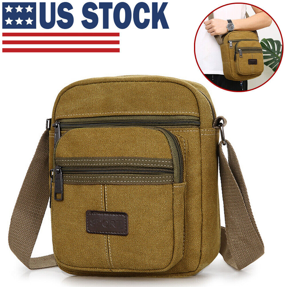 Unisex Canvas Crossbody Bag - Casual Messenger Shoulder Satchel Handbag Pouch