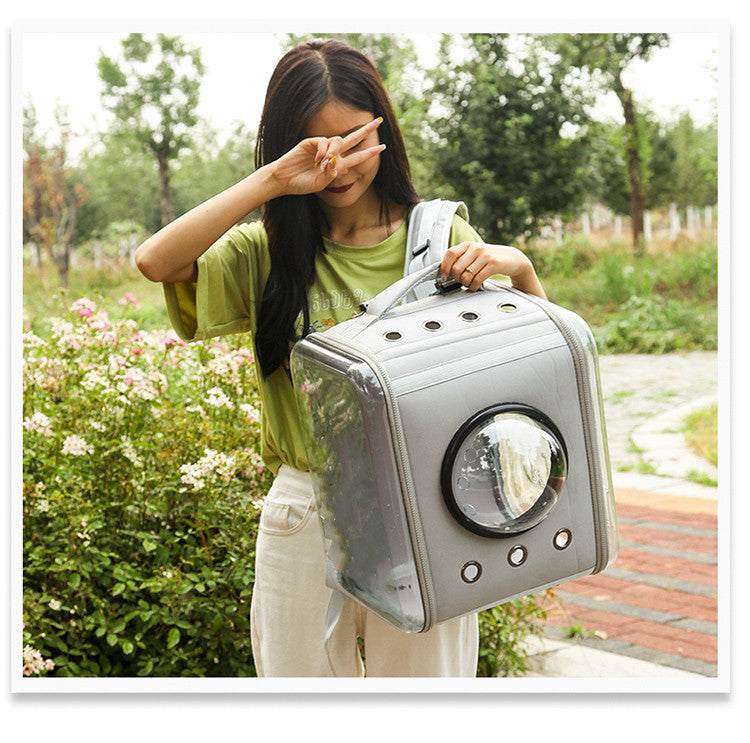 حقيبة قطط جديدة شفافة على شكل كبسولة فضاء للحيوانات الأليفة حقيبة ظهر قابلة للطي من مادة إي في إيه للحيوانات الأليفة