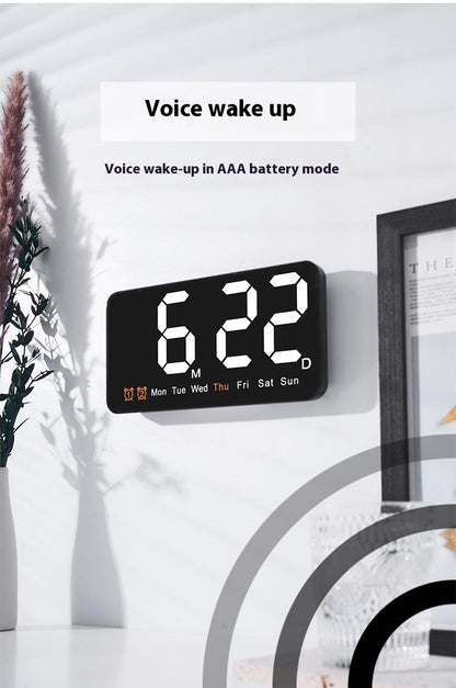 Multi-Function Large Screen Wall Clock with Temperature Display and Alarm