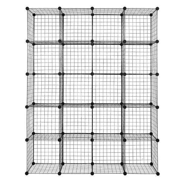 20-Cube Modular Storage Organizer – Durable Metal Grid Shelving Unit