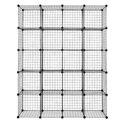 20-Cube Modular Storage Organizer – Durable Metal Grid Shelving Unit