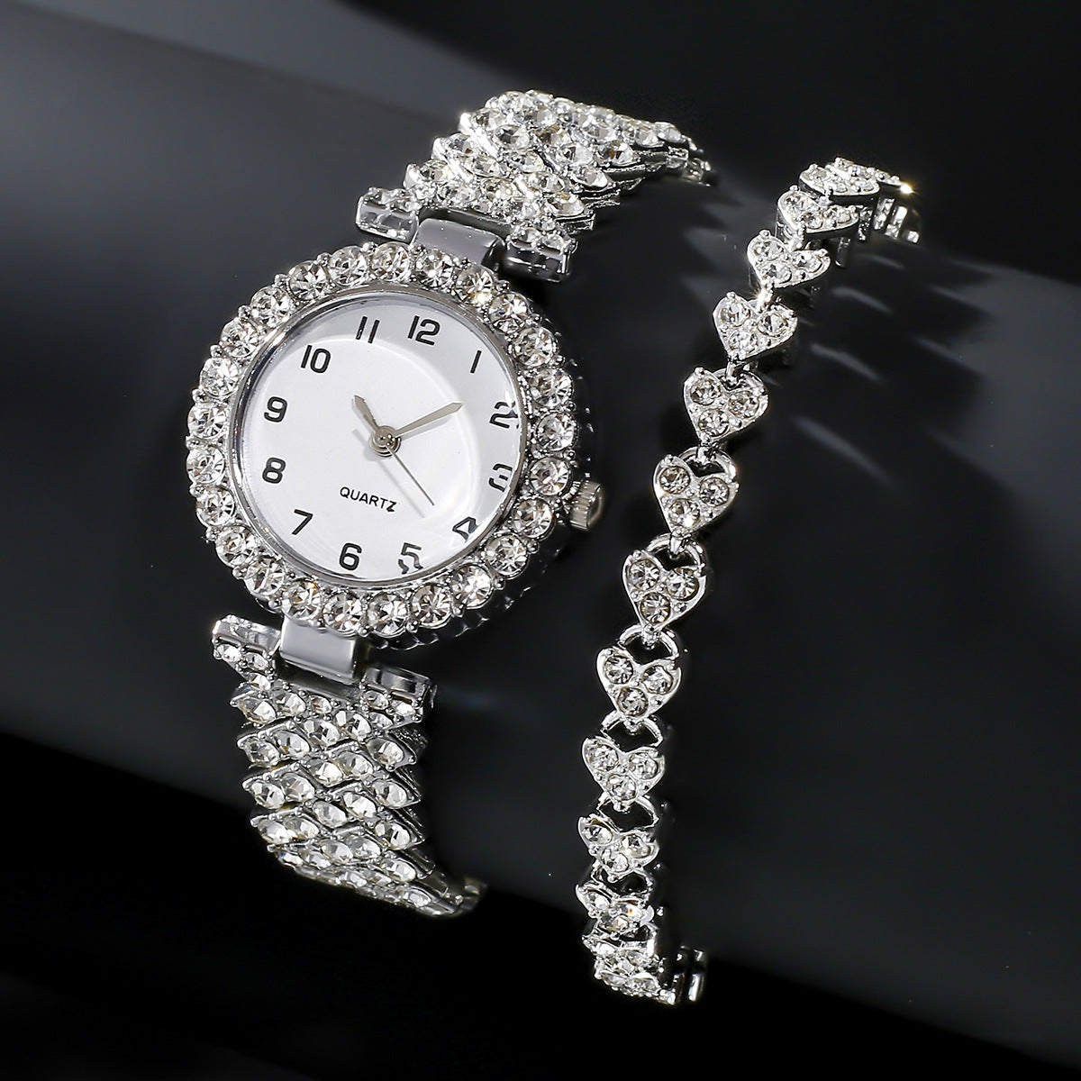 Luxury Women's Silver Watch & Bracelet Jewelry Set – Elegant Gift