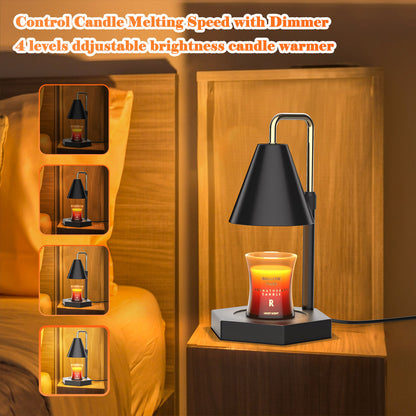 RAINBEAN Candle Warmer Lamp with Adjustable Height, Timer Function, Dimmable Brightness, and Two Included Halogen Bulbs