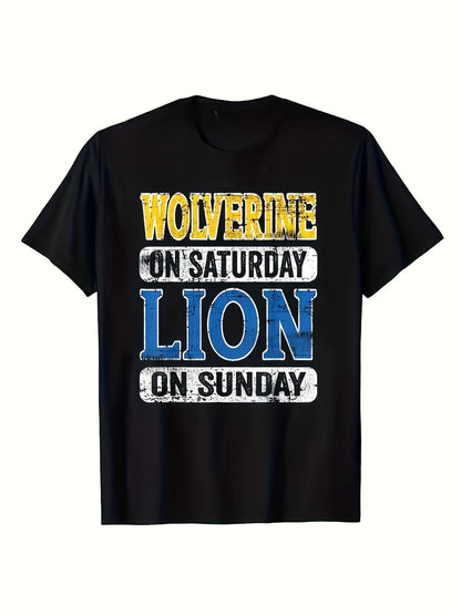 Wolverine Saturday Lion Sunday Detroit Graphic T-Shirt