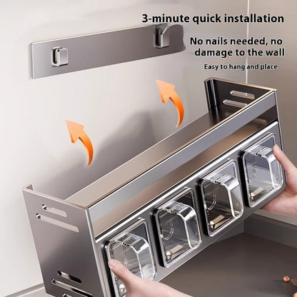 Wall-Mounted Multi-Functional Spice Rack (Punch-Free)