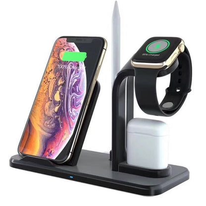 Wireless Charger Stand for Phone, Watch, and Earbuds, Fast Charging, USB & Type-C Input