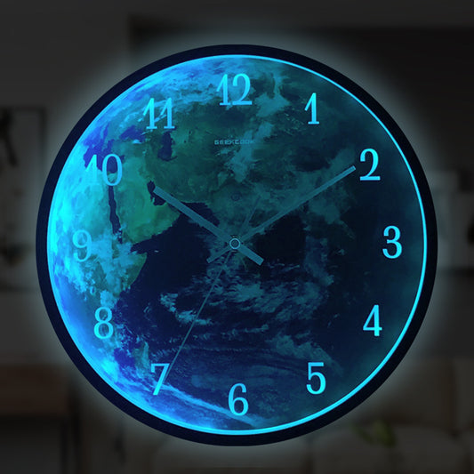 Sound-Activated LED Night Light Wall Clock - 12" Luminous Decorative Clock