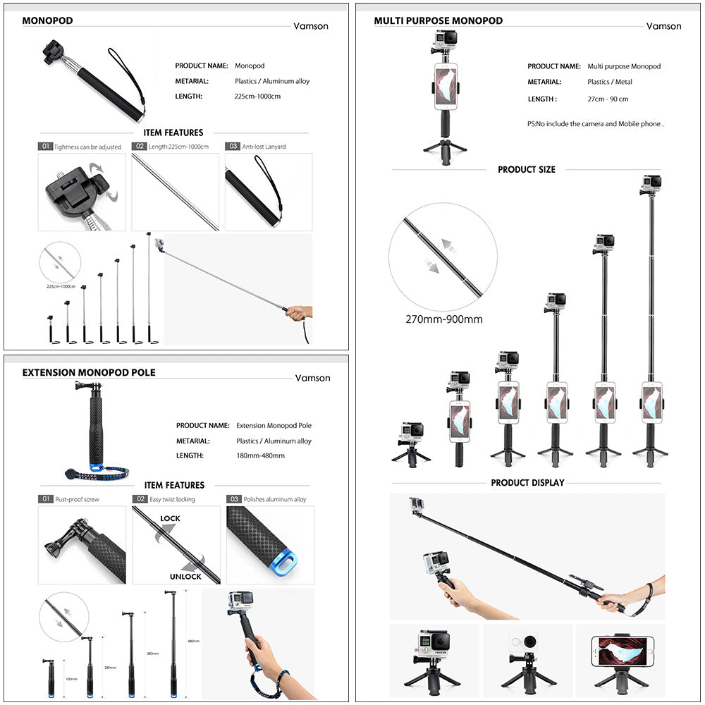 Camera Accessory Kit with Case, Straps, and Camera Sticks- VAMSON