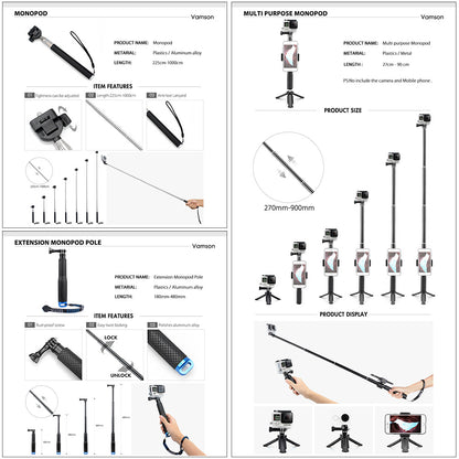 Camera Accessory Kit with Case, Straps, and Camera Sticks- VAMSON