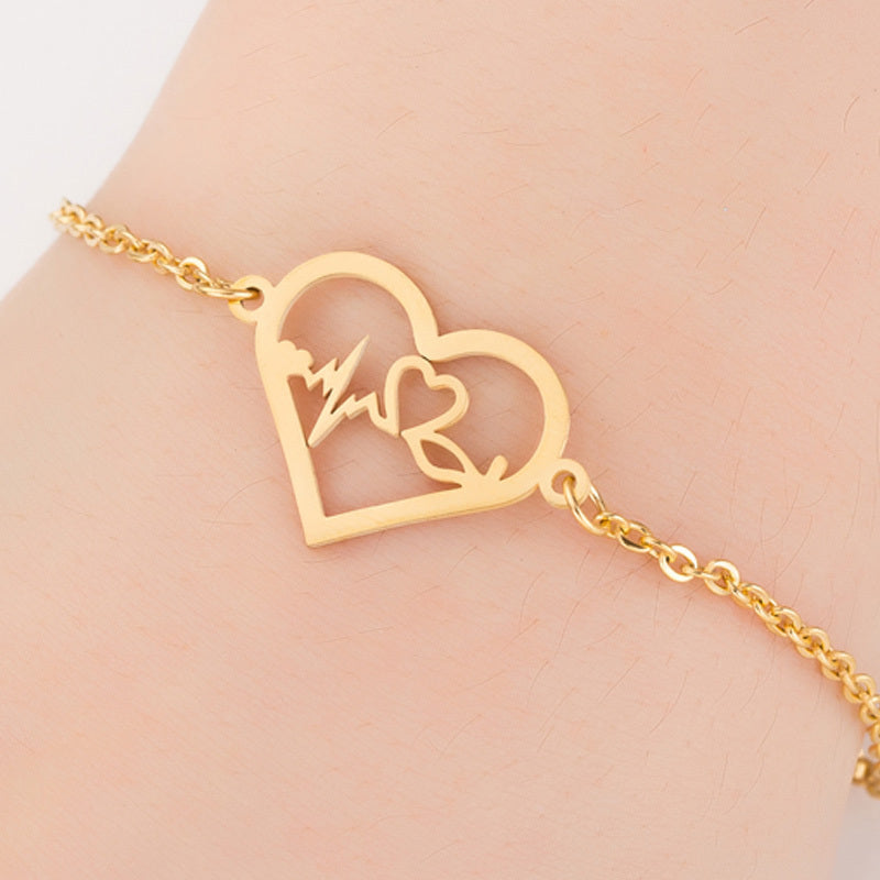 Gold Charm Bracelet for Women – Stainless Steel Jewelry | Origami Elephant, Heart & Friendship Charms