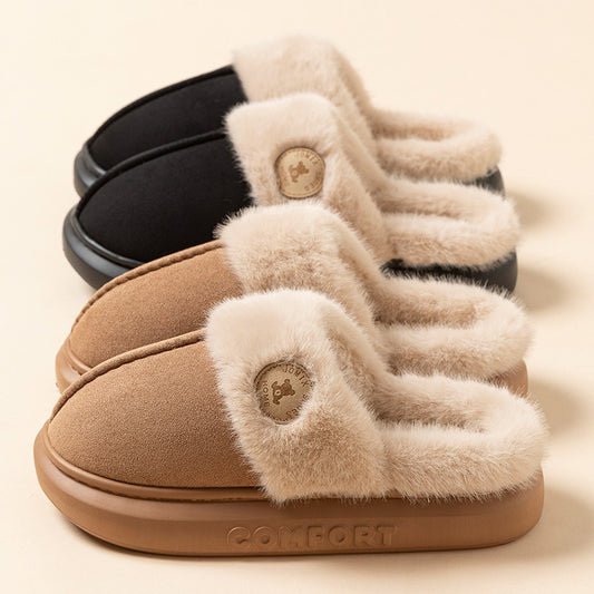 Women's Winter Plush Slippers - Warm, Fleece, Indoor, Thick-Soled