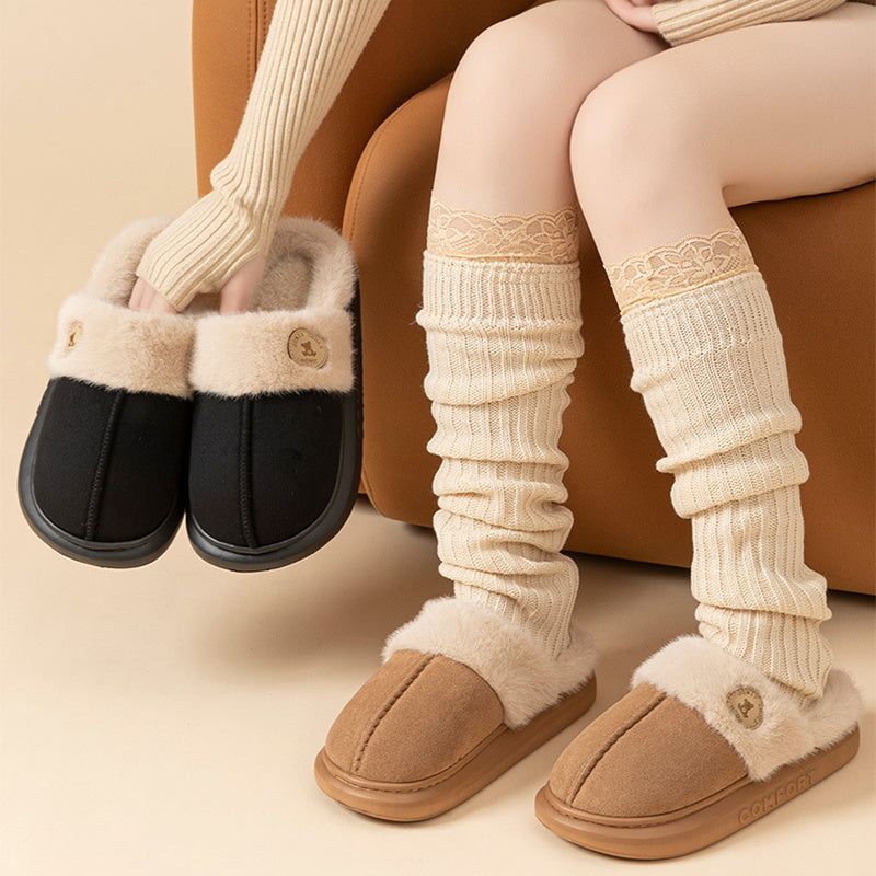 Women's Winter Plush Slippers - Warm, Fleece, Indoor, Thick-Soled