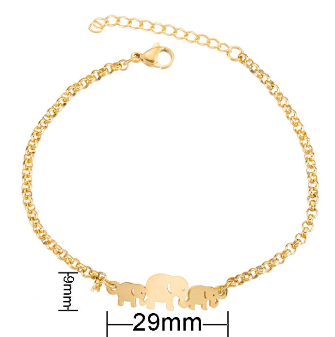 Gold Charm Bracelet for Women – Stainless Steel Jewelry | Origami Elephant, Heart & Friendship Charms