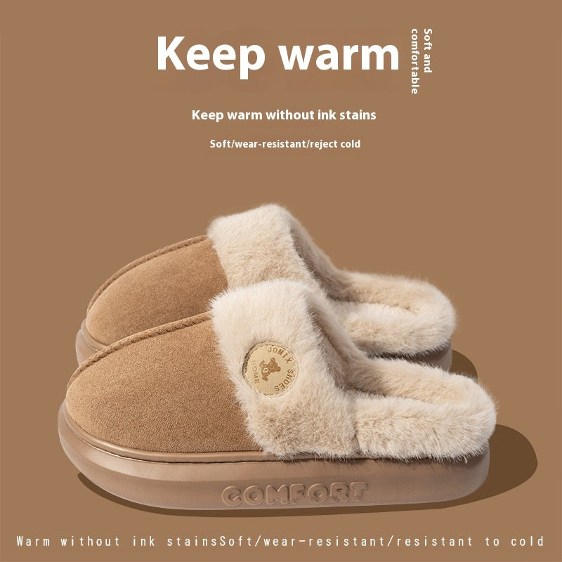 Women's Winter Plush Slippers - Warm, Fleece, Indoor, Thick-Soled