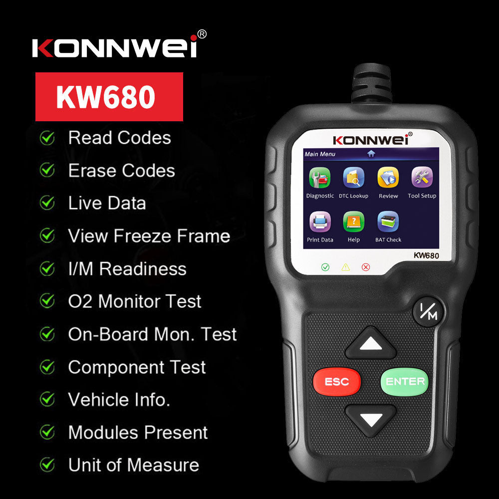 KONNWEI KW680 Automotive Fault Diagnosis Scanner – Professional OBD2 Code Reader