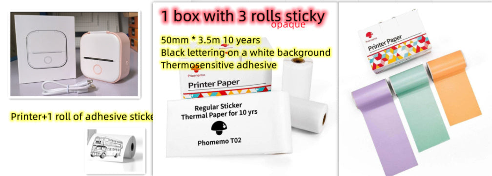 Phomemo T02 | Portable Mini Thermal Printer | Label, Photo, & Question Printing | Bluetooth-Compatible