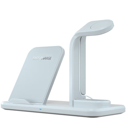 Wireless Charger Stand for Phone, Watch, and Earbuds, Fast Charging, USB & Type-C Input