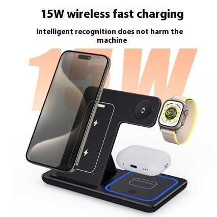 15W 3-in-1 Foldable Wireless Charging Station for iPhone, Apple Watch & AirPods