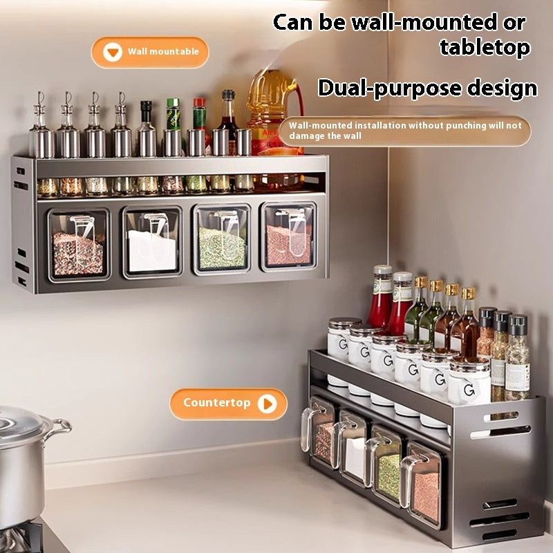 Wall-Mounted Multi-Functional Spice Rack (Punch-Free)