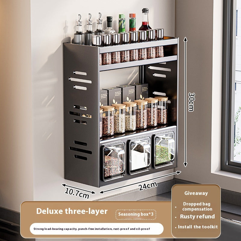 Wall-Mounted Multi-Functional Spice Rack (Punch-Free)