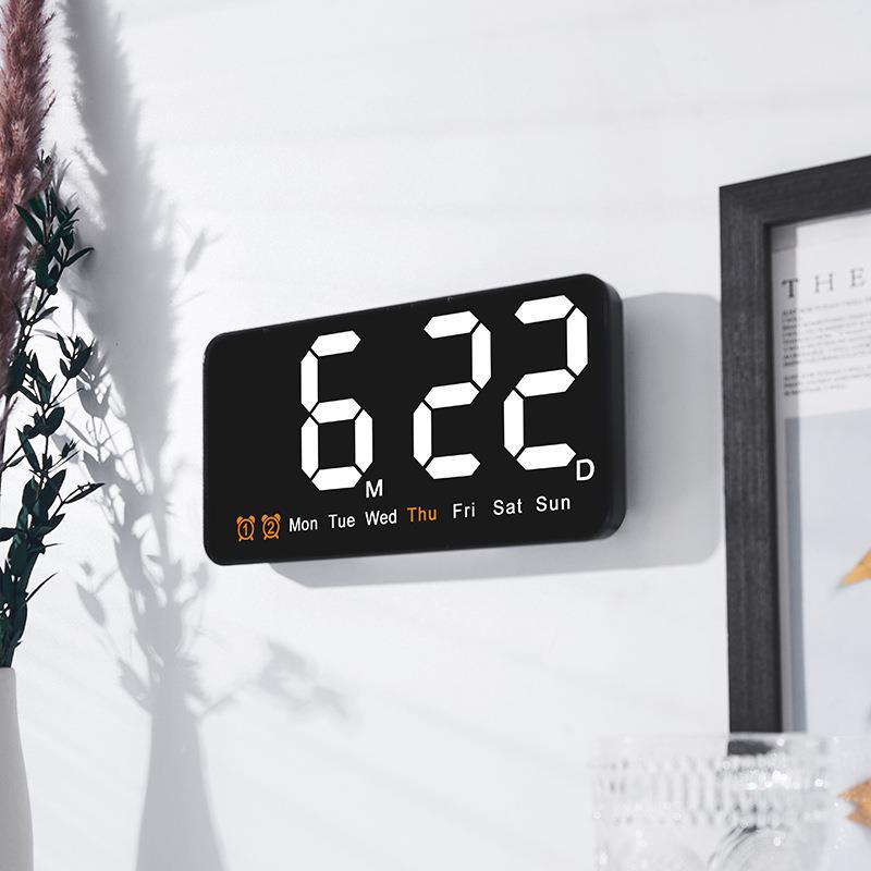 Multi-Function Large Screen Wall Clock with Temperature Display and Alarm