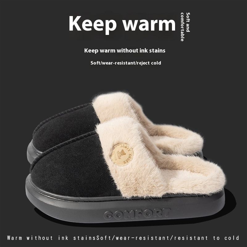 Women's Winter Plush Slippers - Warm, Fleece, Indoor, Thick-Soled