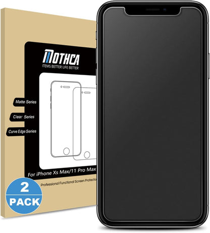 Mothca 2 Pack Matte Glass Screen Protector for iPhone Xs Max/iPhone 11 Pro Max Anti-Glare & Anti-Fingerprint Tempered Glass Clear Film Case Friendly 3D Touch Easy Install Bubble Free - Smooth as Silk