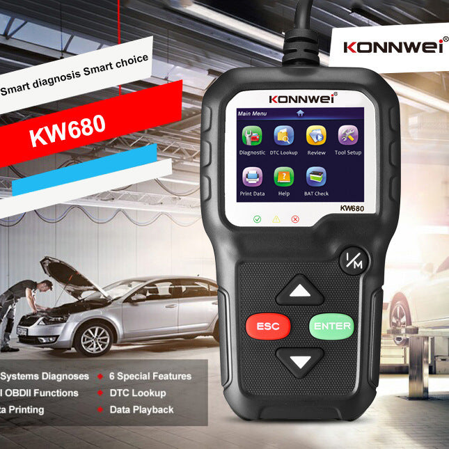 KONNWEI KW680 Automotive Fault Diagnosis Scanner – Professional OBD2 Code Reader