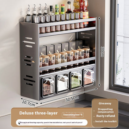 Wall-Mounted Multi-Functional Spice Rack (Punch-Free)