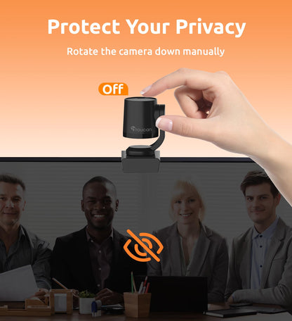 TOUCAN 1080P Webcam with Microphone, Noise-Canceling Mic, 90°FOV Computer Camera, Privacy Cover, Plug and Play USB Webcam for PC, Skype, Zoom, FaceTime, Laptop/MacBook/Tablet