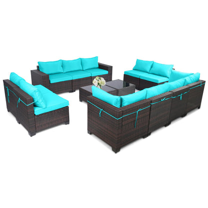 LEVELEVE 7 Pieces Outdoor Patio Furniture Sets,Rattan Conversation Sectional Set,Manual Weaving Wicker Patio Sofa with Tea Table