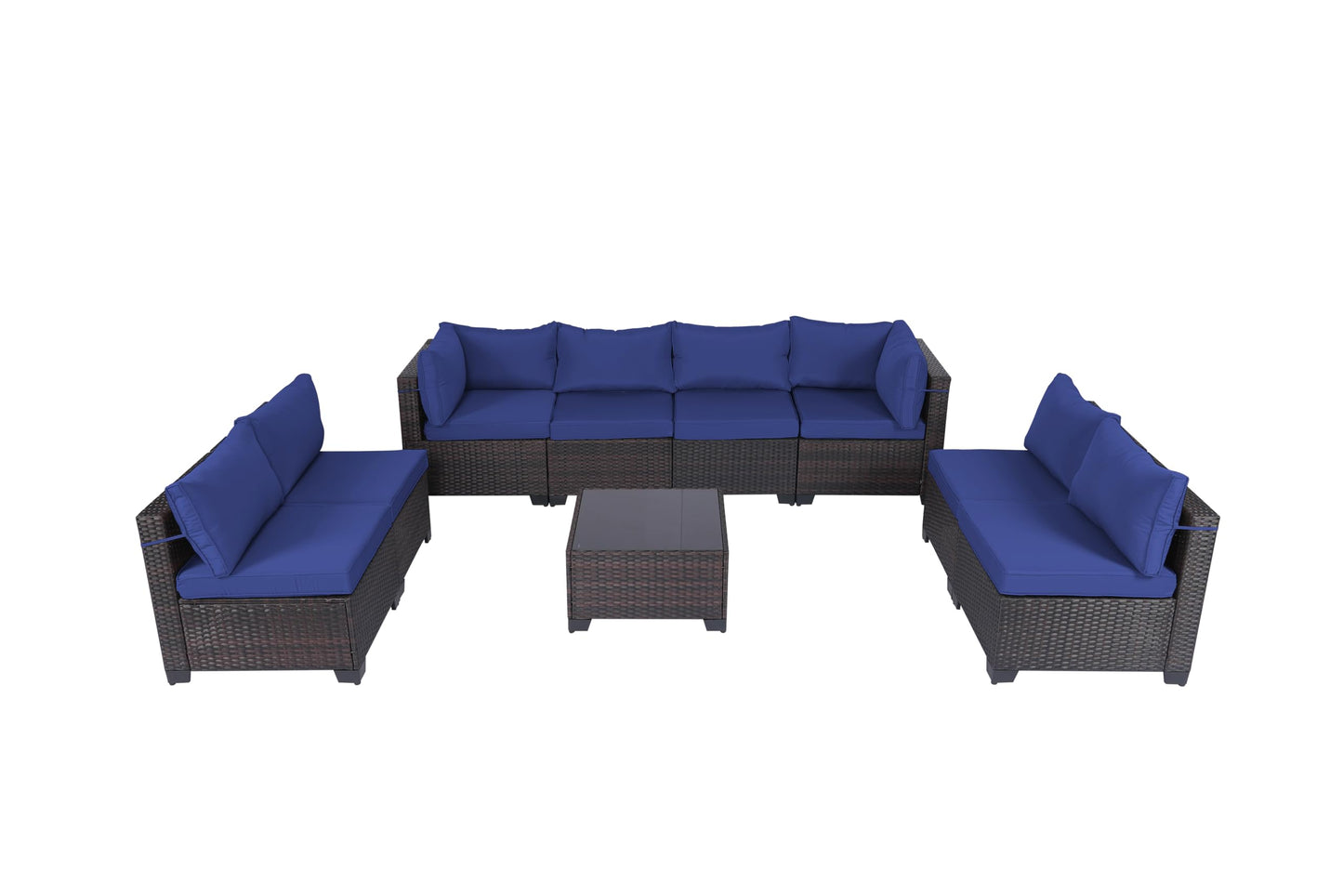 LEVELEVE 7 Pieces Outdoor Patio Furniture Sets,Rattan Conversation Sectional Set,Manual Weaving Wicker Patio Sofa with Tea Table