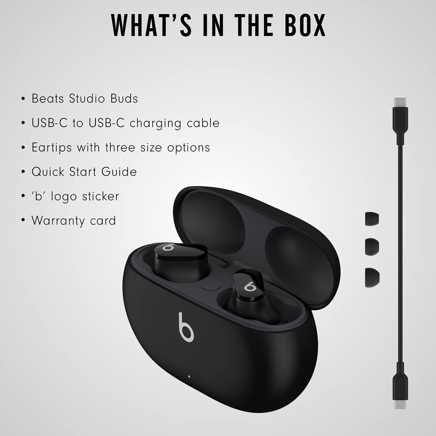 Beats Studio Buds - True Wireless Noise Cancelling Earbuds - Compatible with Apple & Android, Built-in Microphone, IPX4 Rating, Sweat Resistant Earphones, Class 1 Bluetooth Headphones - Black