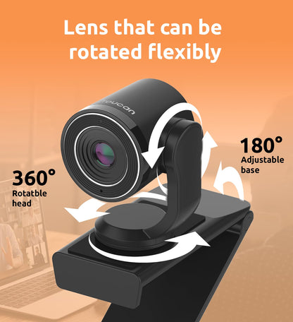 TOUCAN 1080P Webcam with Microphone, Noise-Canceling Mic, 90°FOV Computer Camera, Privacy Cover, Plug and Play USB Webcam for PC, Skype, Zoom, FaceTime, Laptop/MacBook/Tablet