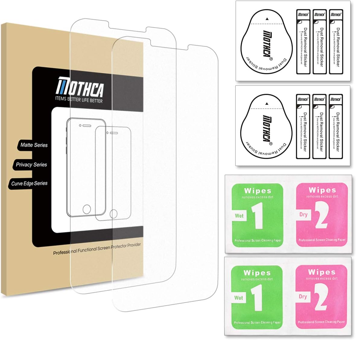 Mothca 2 Pack Matte Glass Screen Protector for iPhone Xs Max/iPhone 11 Pro Max Anti-Glare & Anti-Fingerprint Tempered Glass Clear Film Case Friendly 3D Touch Easy Install Bubble Free - Smooth as Silk