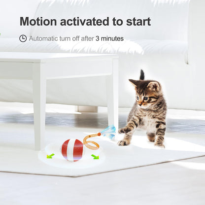 Interactive Cat Toys for Indoor Cats,The 3rd Generation Agile Moving Cat Ball with Elastic Mesh Tail,Automatic Cat/Kitten Toys for Bored Indoor Adult Cats,Motion Activated