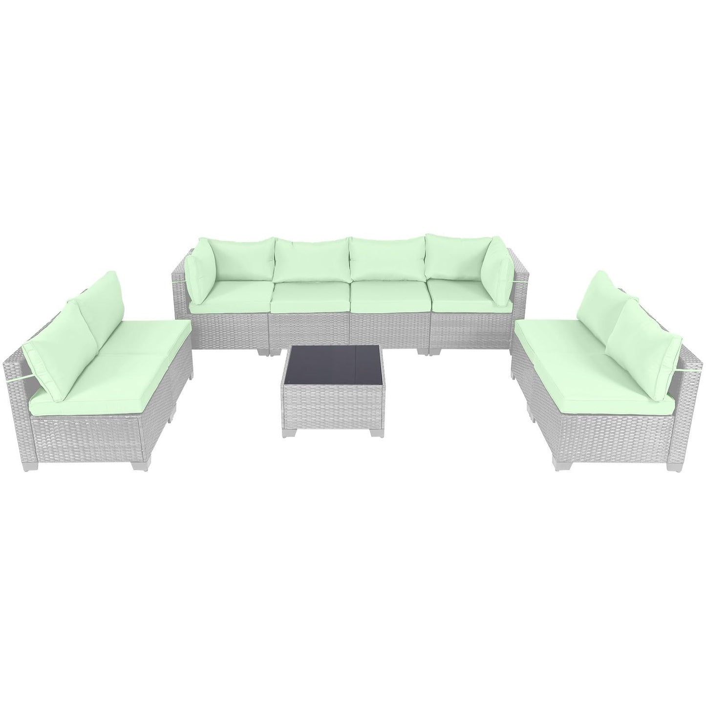 LEVELEVE 7 Pieces Outdoor Patio Furniture Sets,Rattan Conversation Sectional Set,Manual Weaving Wicker Patio Sofa with Tea Table