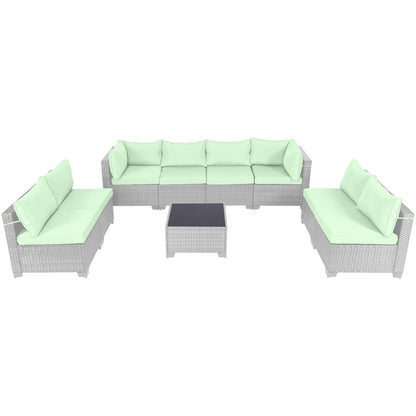 LEVELEVE 7 Pieces Outdoor Patio Furniture Sets,Rattan Conversation Sectional Set,Manual Weaving Wicker Patio Sofa with Tea Table