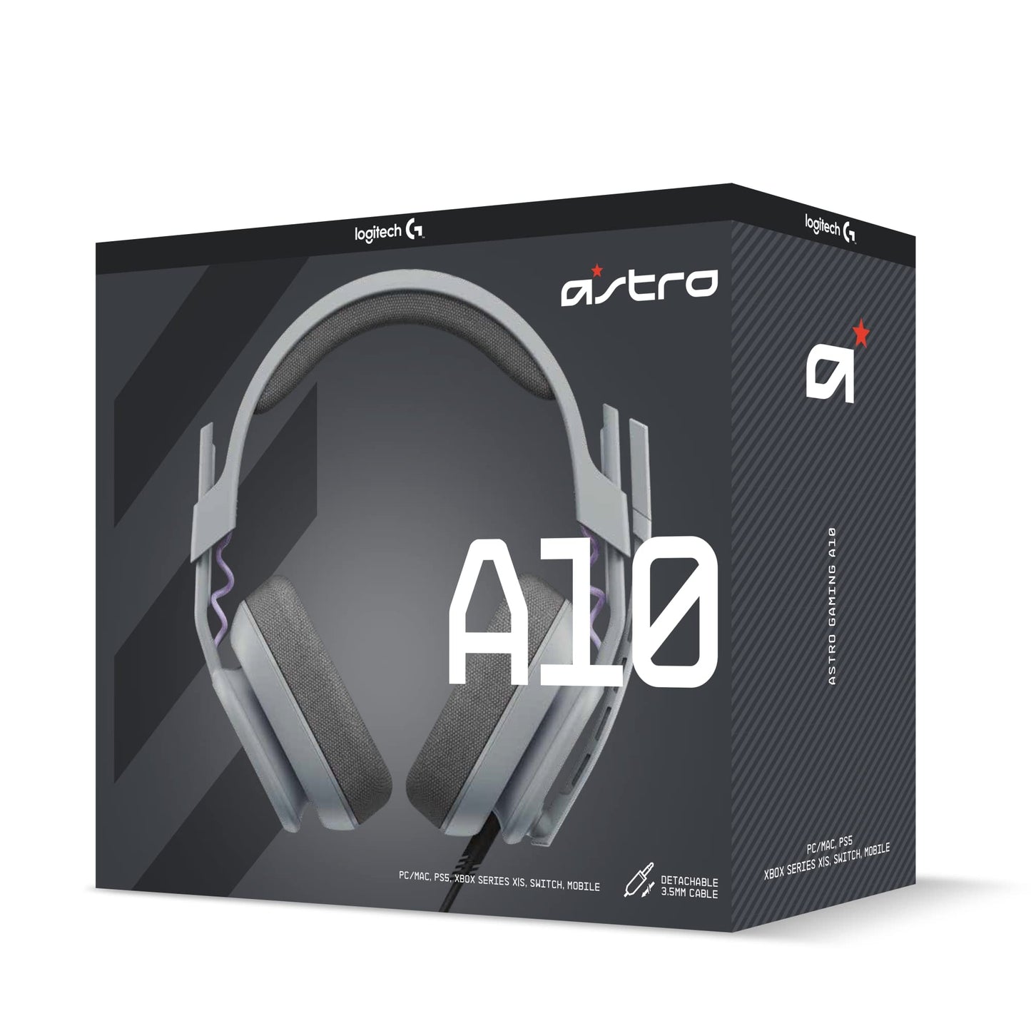 Logitech G Astro A10 Gen 2 Cross-Platform Wired Gaming Headset for PlayStation 5/4, Xbox S|X, Nintendo Switch, PC: 3.5mm Headphone Jack, 32mm Drivers, Flip-to-Mute Mic, Over-Ear - Grey