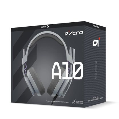 Logitech G Astro A10 Gen 2 Cross-Platform Wired Gaming Headset for PlayStation 5/4, Xbox S|X, Nintendo Switch, PC: 3.5mm Headphone Jack, 32mm Drivers, Flip-to-Mute Mic, Over-Ear - Grey