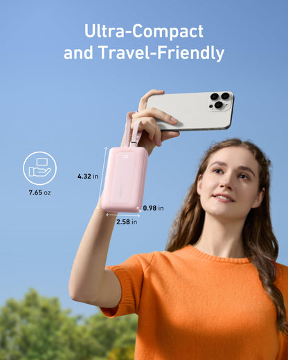 Anker Zolo Power Bank, 20,000mAh 30W Max Fast Portable Charger with Built-in USB-C and MFi Certified Lightning Cables, USB-C&A, Battery Pack for iPhone 16/15 Series, MacBook, Galaxy (Black)