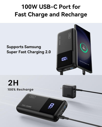 INIU Power Bank, 25000mAh 100W USB C Laptop Portable Charger, PD QC Fast Charging 3-Output Battery Pack, Travel Charger for Laptop MacBook iPad Tablet Steam Deck iPhone 16 15 14 Pro Samsung S22 etc