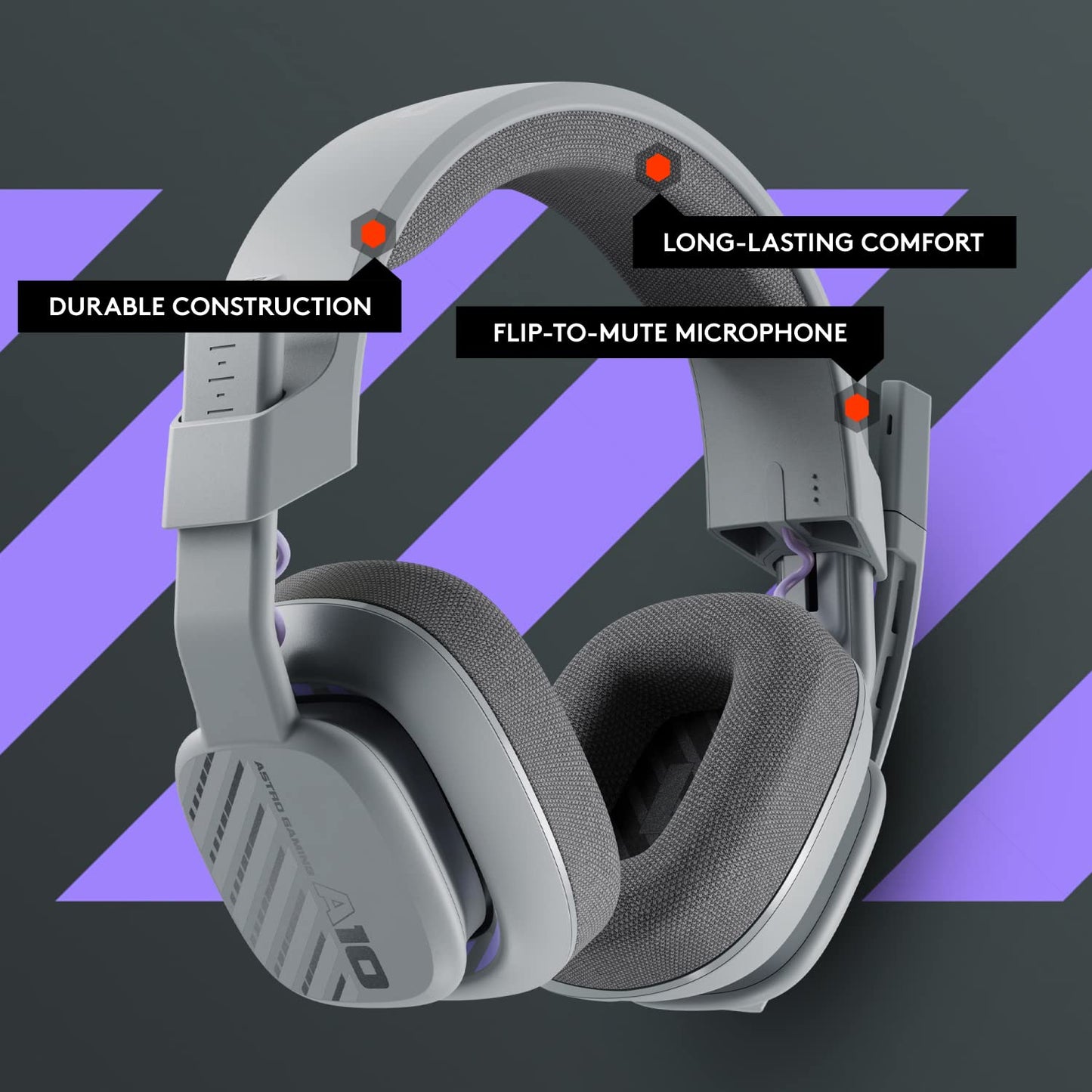 Logitech G Astro A10 Gen 2 Cross-Platform Wired Gaming Headset for PlayStation 5/4, Xbox S|X, Nintendo Switch, PC: 3.5mm Headphone Jack, 32mm Drivers, Flip-to-Mute Mic, Over-Ear - Grey