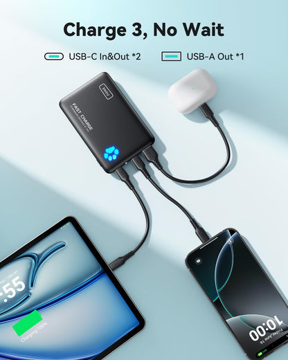 INIU Portable Charger, Slimmest 10000mAh 5V/3A Power Bank, USB C in&out High-Speed Charging Battery Pack, External Phone Powerbank Compatible with iPhone 16 15 14 13 12 Samsung S22 S21 Google iPad etc