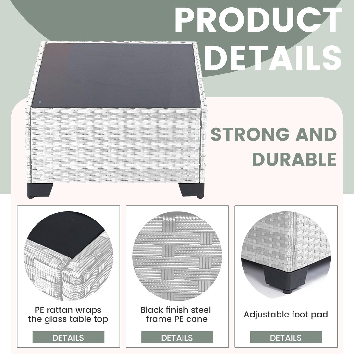 LEVELEVE 7 Pieces Outdoor Patio Furniture Sets,Rattan Conversation Sectional Set,Manual Weaving Wicker Patio Sofa with Tea Table