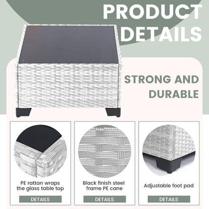 LEVELEVE 7 Pieces Outdoor Patio Furniture Sets,Rattan Conversation Sectional Set,Manual Weaving Wicker Patio Sofa with Tea Table