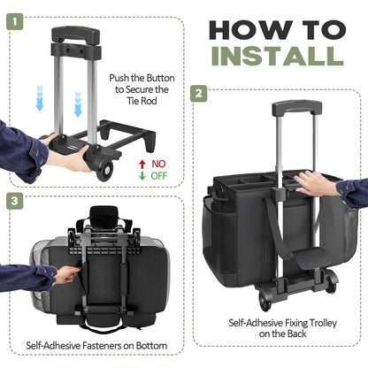 Rolling Cleaning Caddy Bag with Detachable Trolley, Cleaning Supplies Organizer Cart on Wheels, Cleaning Supply Caddy for Housekeepers, Large Professional Detailing Bag Tote for Home, Car (Pink)