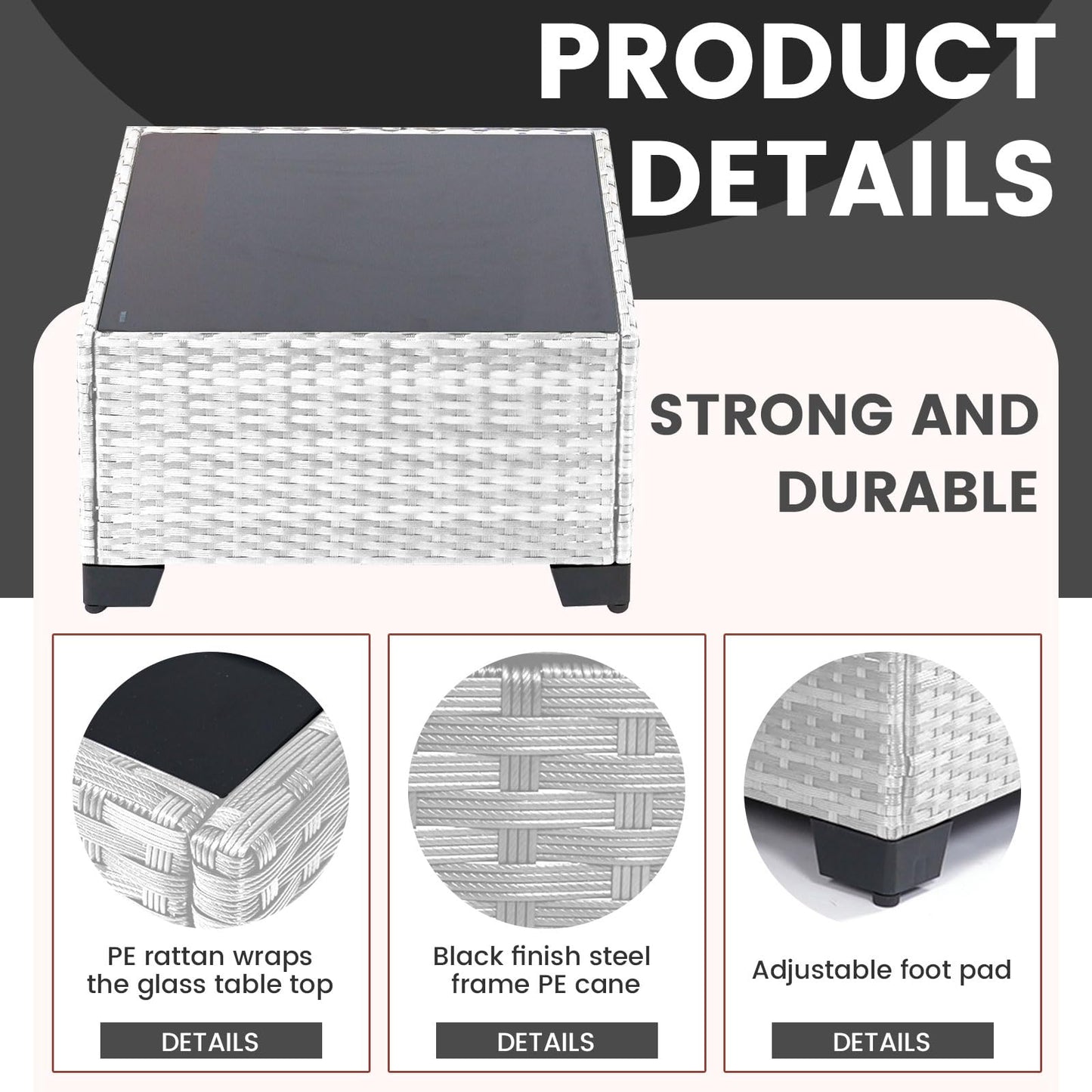 LEVELEVE 7 Pieces Outdoor Patio Furniture Sets,Rattan Conversation Sectional Set,Manual Weaving Wicker Patio Sofa with Tea Table