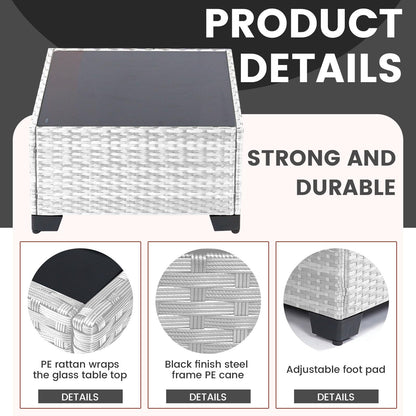 LEVELEVE 7 Pieces Outdoor Patio Furniture Sets,Rattan Conversation Sectional Set,Manual Weaving Wicker Patio Sofa with Tea Table